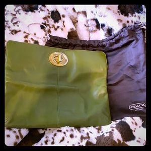 Coach Green Leather Clutch